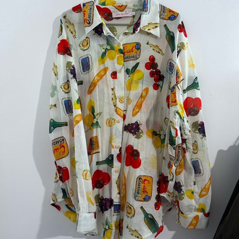 Lisa Says Gah plus size discontinued Tessa button down "Italian summer" print
